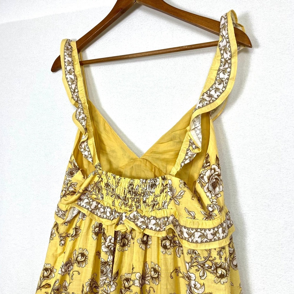 Anthropologie Max Studio $198 Medium Maxi Dress Butter Yellow Cottage Coquette M - Picture 5 of 8